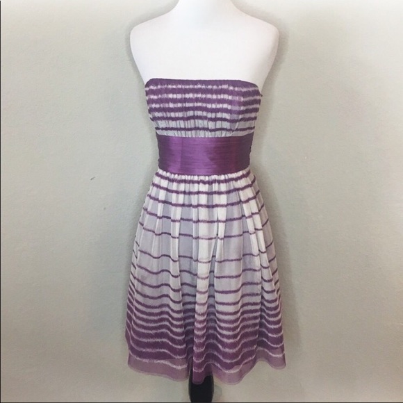 BCBGMAXAZRIA Purple Striped strapless dress -Size 0 - Picture 5 of 11